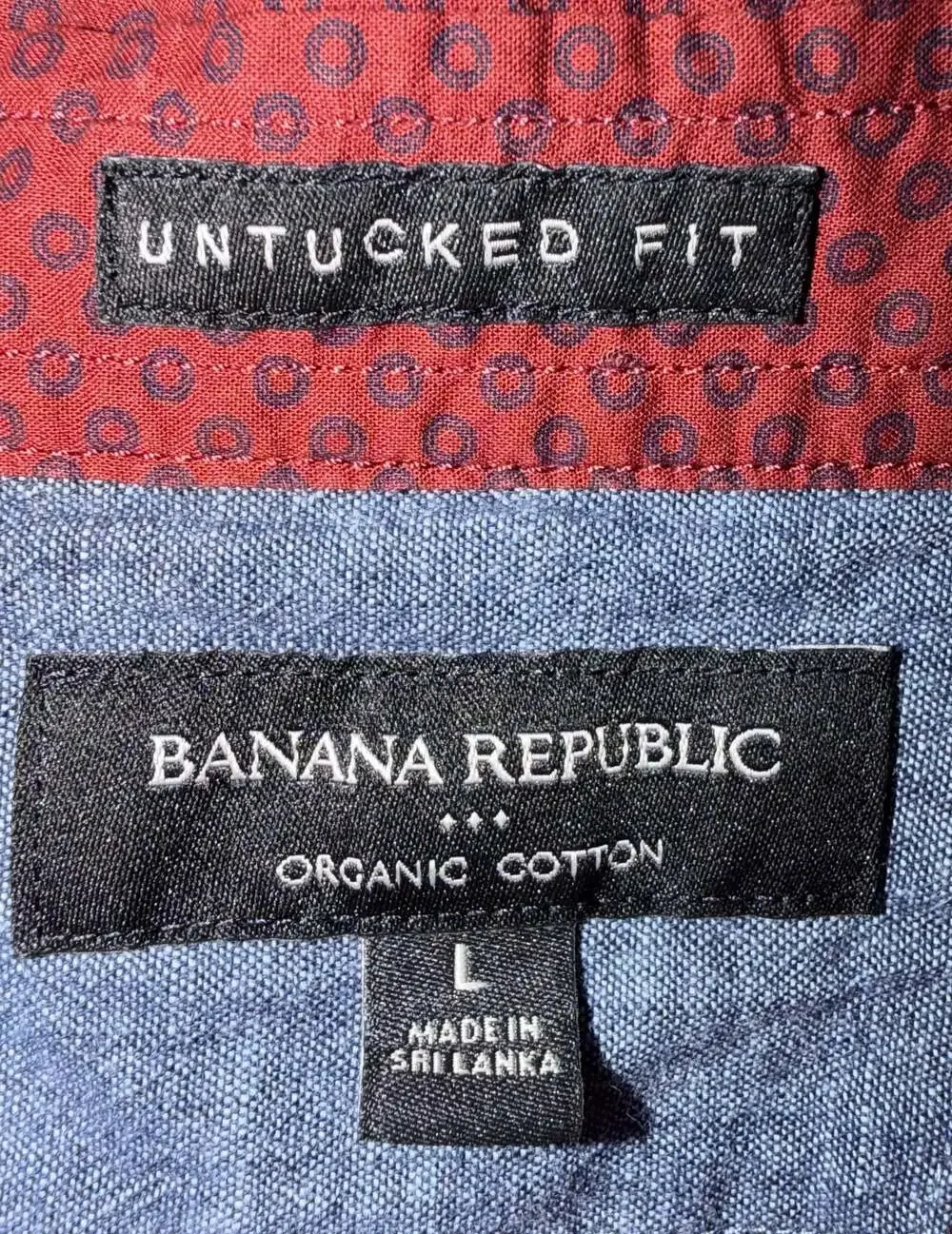 Banana Republic Untucked Fit Organic Cotton Long Sleeve Button Down Shirt Red L